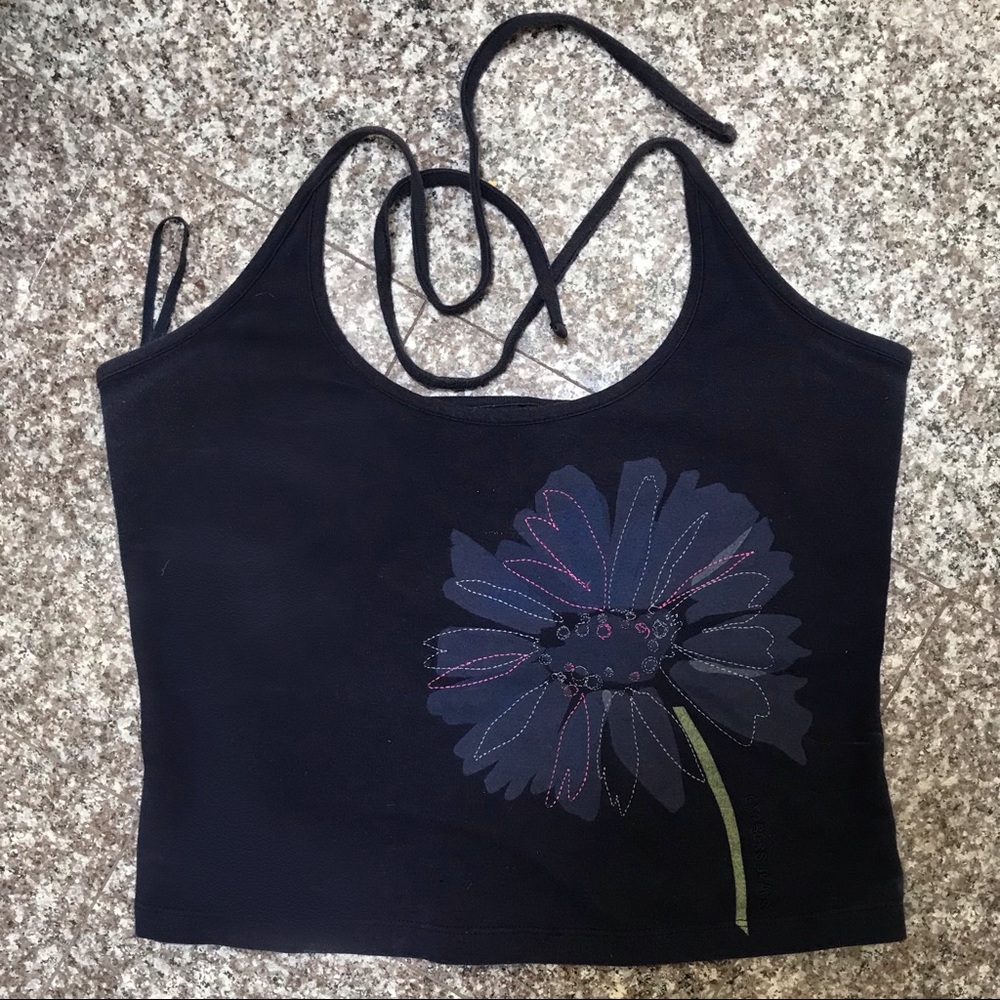 y2k navy halter top